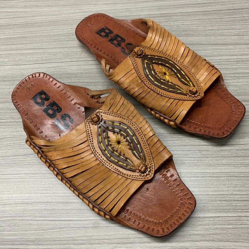 BBS Vintage Kolhapuri Slipper Chappal Yellow SZ 9